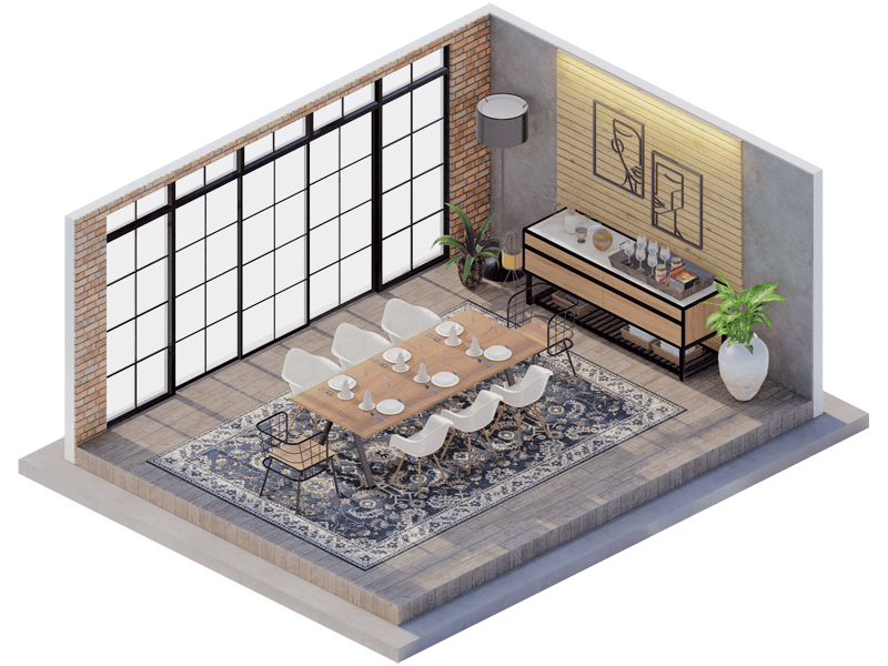 London Industrial Dining Room